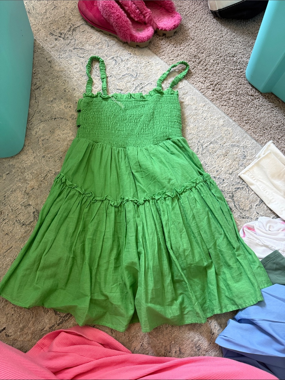 Green Smocked Sundress